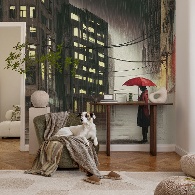 Large wall mural Rainy city