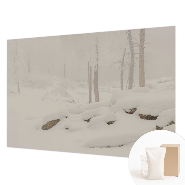Custom size wall mural with a snowy forest design