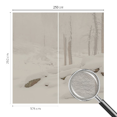 Custom size wall mural with a snowy forest design