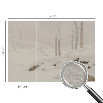 Custom size wall mural with a snowy forest design