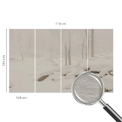 Custom size wall mural with a snowy forest design