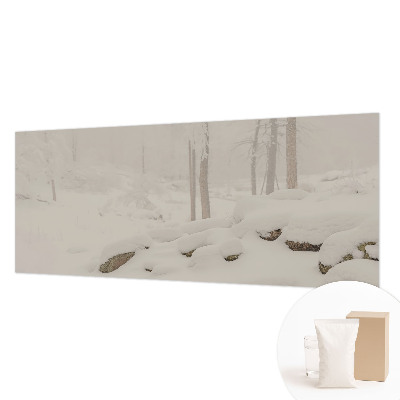Custom size wall mural with a snowy forest design
