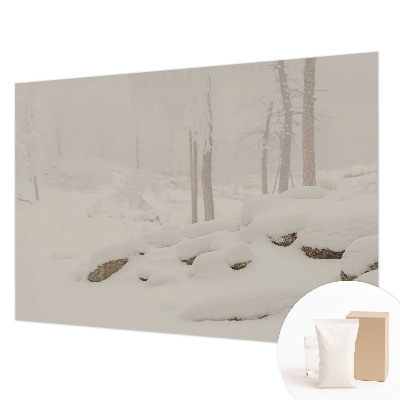 Custom size wall mural with a snowy forest design