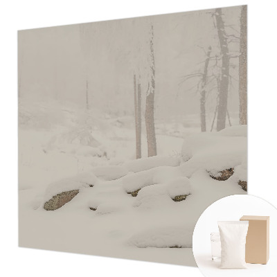 Custom size wall mural with a snowy forest design