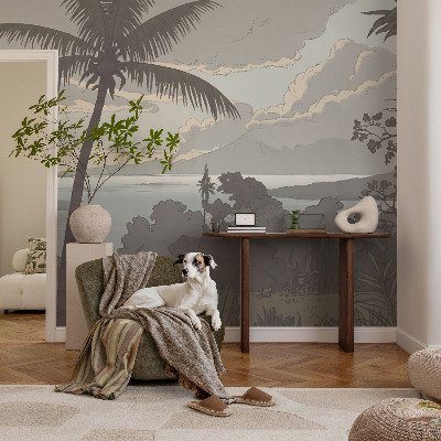 Large wallpaper mural featuring an exotic landscape