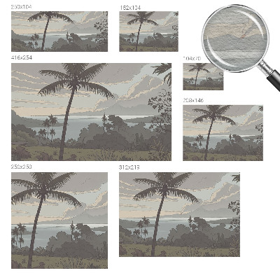 Large wallpaper mural featuring an exotic landscape