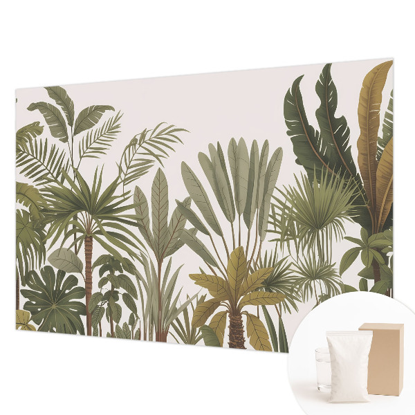 Modern wall mural with an exotic leaves design