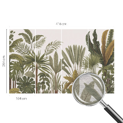 Modern wall mural with an exotic leaves design