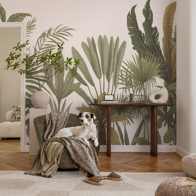 Modern wall mural with an exotic leaves design
