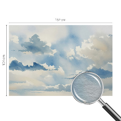 Modern wall mural for living room featuring a heavenly clouds design
