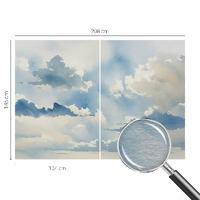 Modern wall mural for living room featuring a heavenly clouds design