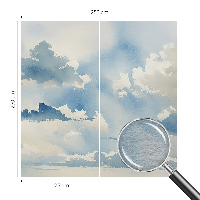 Modern wall mural for living room featuring a heavenly clouds design