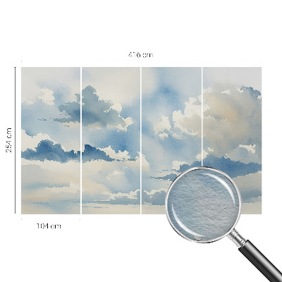 Modern wall mural for living room featuring a heavenly clouds design