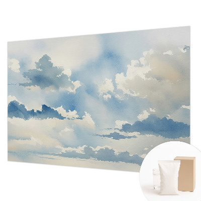 Modern wall mural for living room featuring a heavenly clouds design