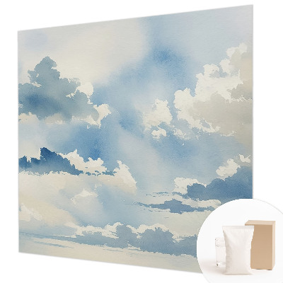 Modern wall mural for living room featuring a heavenly clouds design