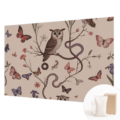 High quality wall mural wallpaper featuring an owl and natural scenery
