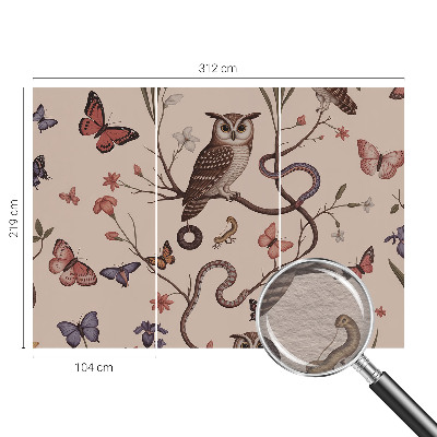 High quality wall mural wallpaper featuring an owl and natural scenery
