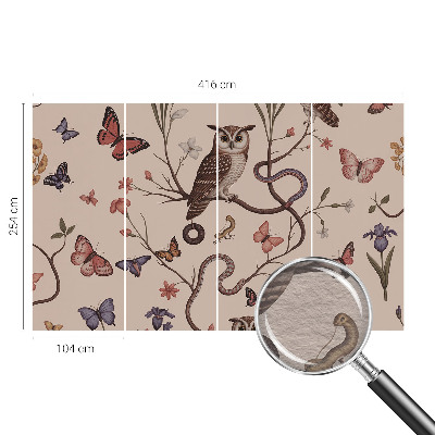 High quality wall mural wallpaper featuring an owl and natural scenery