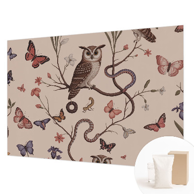 High quality wall mural wallpaper featuring an owl and natural scenery