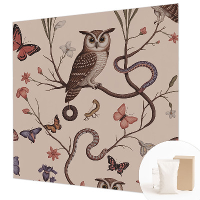 High quality wall mural wallpaper featuring an owl and natural scenery