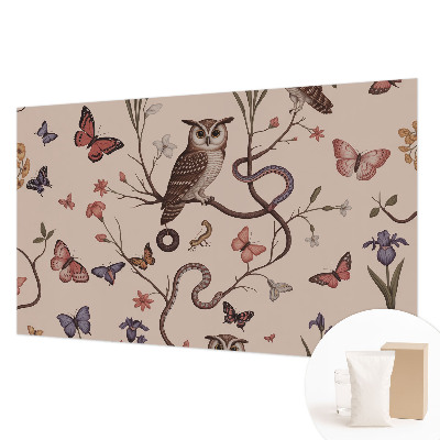 High quality wall mural wallpaper featuring an owl and natural scenery