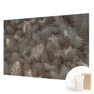 Non-woven wall mural with a frosty twig pattern