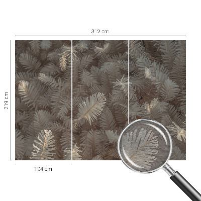 Non-woven wall mural with a frosty twig pattern