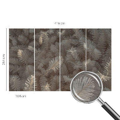 Non-woven wall mural with a frosty twig pattern