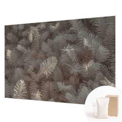 Non-woven wall mural with a frosty twig pattern