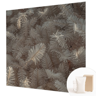 Non-woven wall mural with a frosty twig pattern