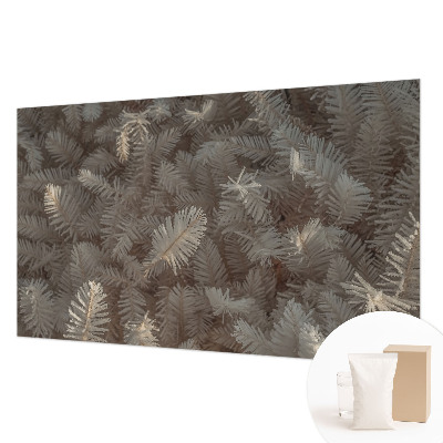 Non-woven wall mural with a frosty twig pattern
