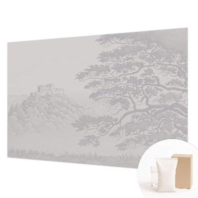 Decorative wall mural for living room featuring a castle landscape