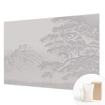 Decorative wall mural for living room featuring a castle landscape