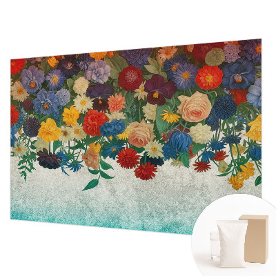 Non-woven photo wallpaper with a colorful floral pattern