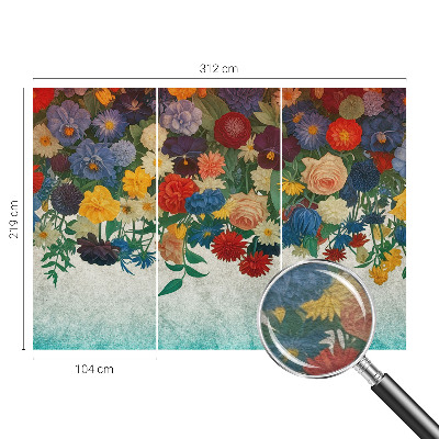 Non-woven photo wallpaper with a colorful floral pattern