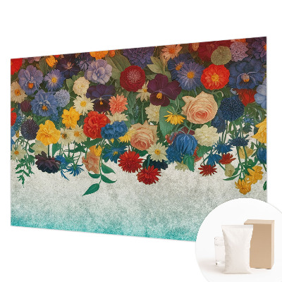 Non-woven photo wallpaper with a colorful floral pattern