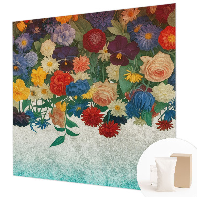 Non-woven photo wallpaper with a colorful floral pattern