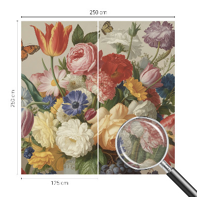 Wallpaper mural with a flowers and butterflies design