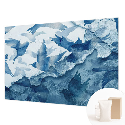 Photo wall mural with a dynamic flock of birds