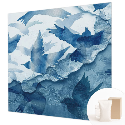 Photo wall mural with a dynamic flock of birds