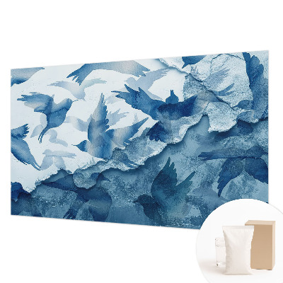Photo wall mural with a dynamic flock of birds