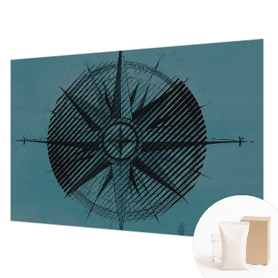 Wall mural for bedroom with a marine compass motif