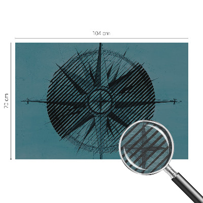 Wall mural for bedroom with a marine compass motif