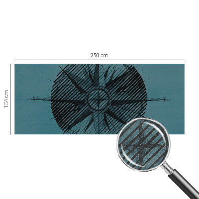 Wall mural for bedroom with a marine compass motif