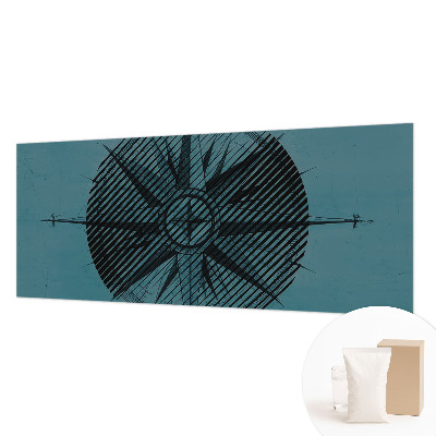Wall mural for bedroom with a marine compass motif