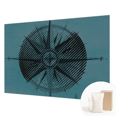 Wall mural for bedroom with a marine compass motif