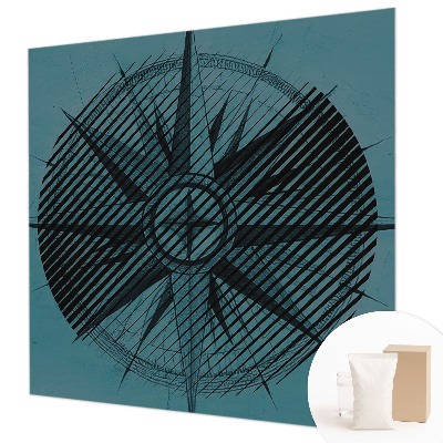 Wall mural for bedroom with a marine compass motif