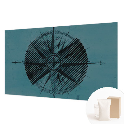 Wall mural for bedroom with a marine compass motif