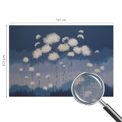Wall mural for living room with a white dandelion design