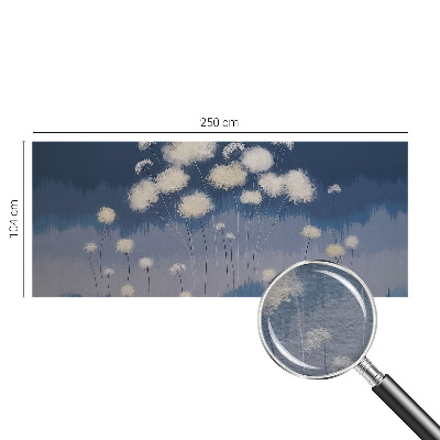 Wall mural for living room with a white dandelion design